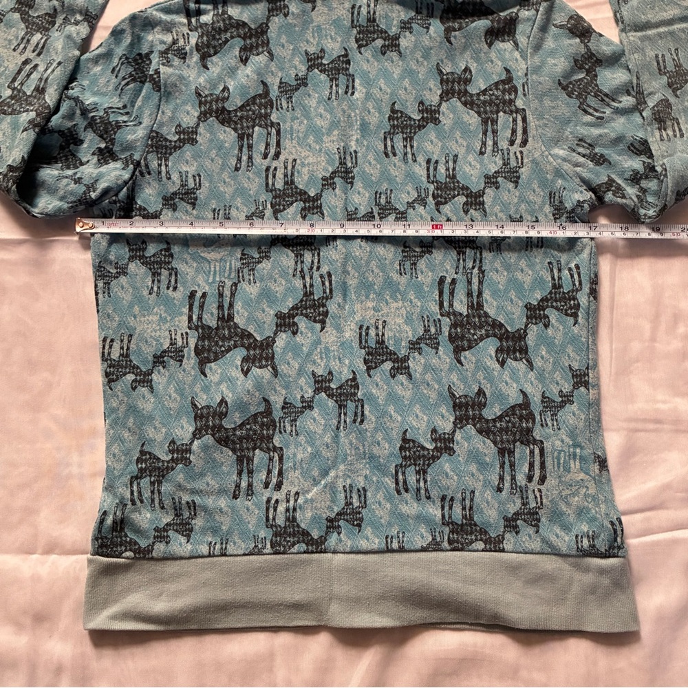 Uniqlo Ivana Helsinki Womens Hoodie Blue Full Zip Black Deer Print Size M - Picture 8 of 8